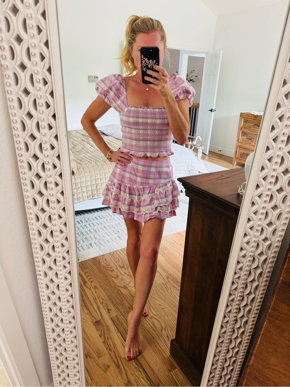 Loveshackfancy Pink Plaid Ruffle set